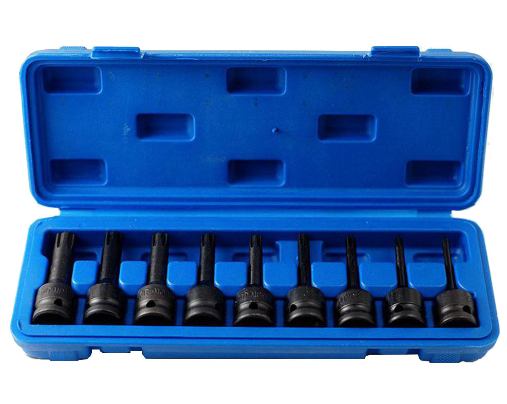 9pc Cr-Mo 1/2" Dr. 75mmL Ribe Polydrive Impact Socket Bits:R5-6-7-8-9-10-12-13-14