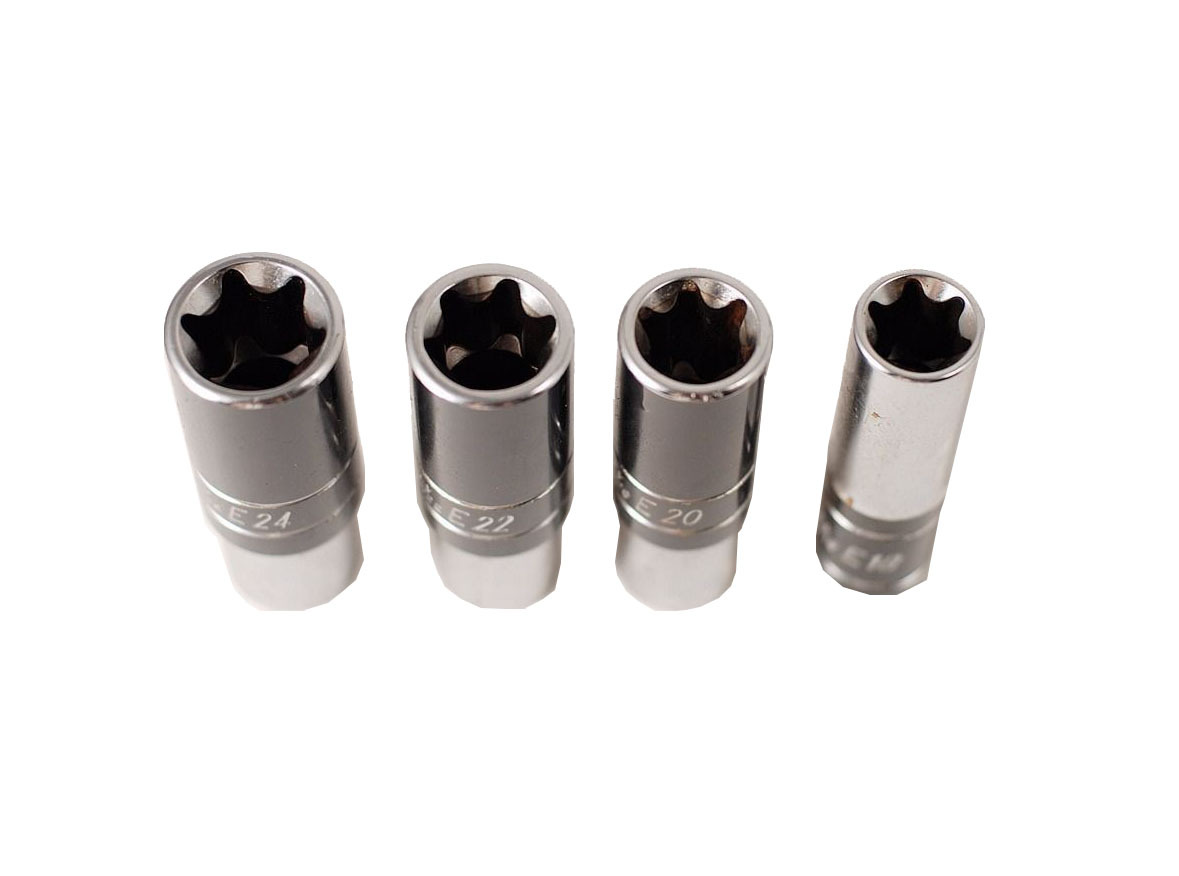 Smoos Taiwan Cr-V 1/2" Dr 75mmL Deep Torx Star Female E-Socket Individual E18-24