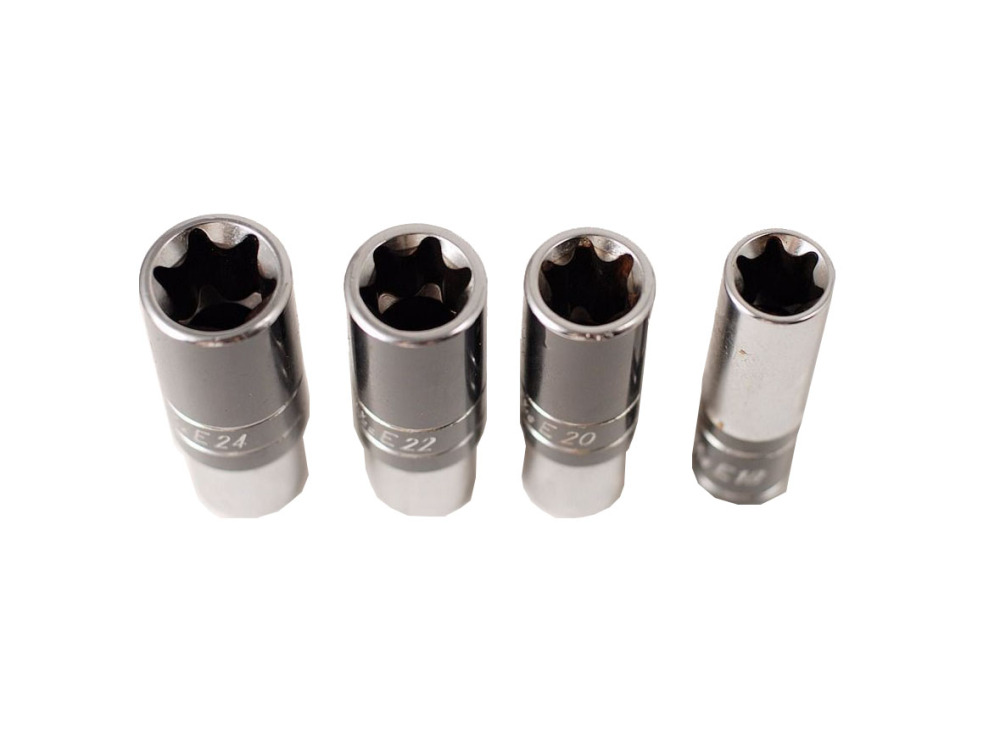 Smoos Taiwan Cr-V 1/2" Dr 75mmL Deep Torx Star Female E-Socket Individual E18-24