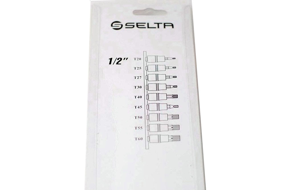 Selta Taiwan 9pc 1/2" Dr. S2 Steel Hex Allen Key Socket Bits: H4-5-6-7-8-9-10-12-14mm