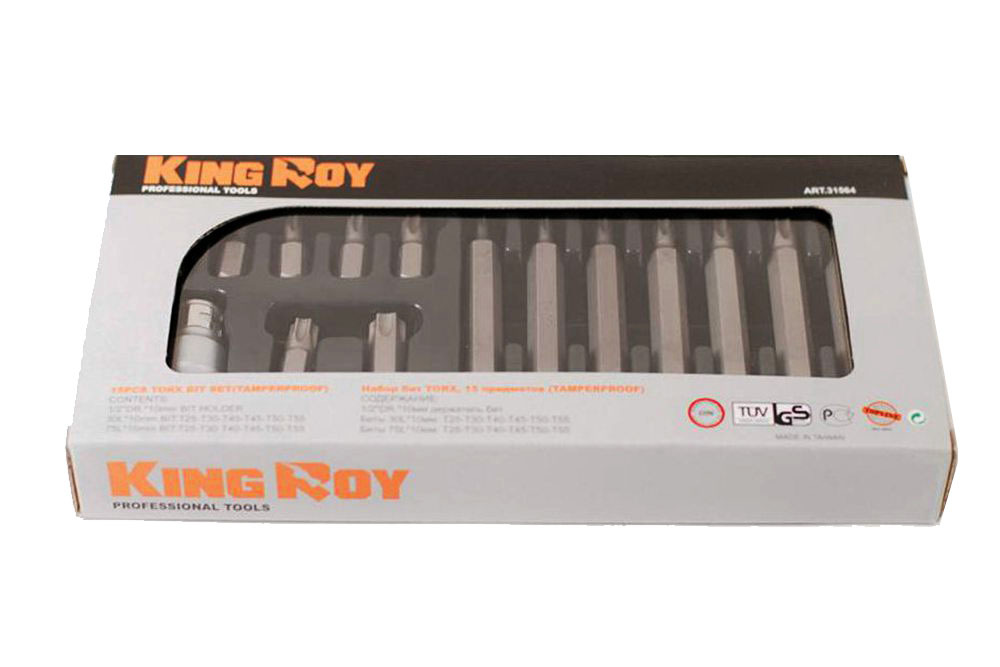15pc Tamperproof Torx Star Socket Bits T20-T55 30mm & 75mmL with Adapter