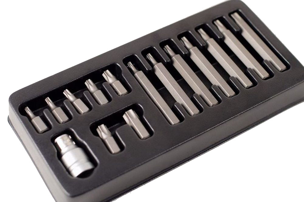 15pc Tamperproof Torx Star Socket Bits T20-T55 30mm & 75mmL with Adapter