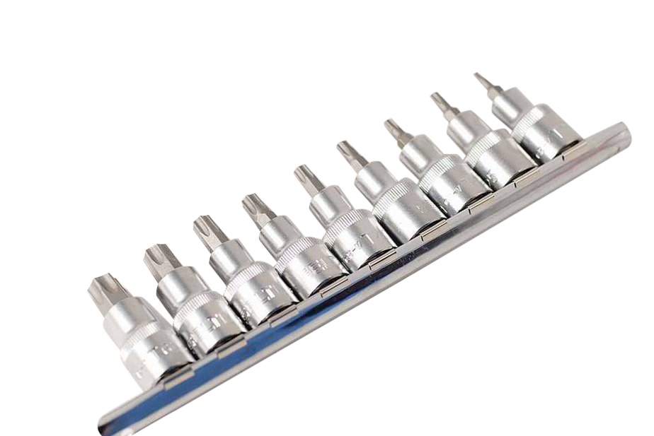 Selta Taiwan 9pc 1/2" Dr S2 Steel Torx Star Socket Bits:T20-25-27-30-40-45-50-55-T60