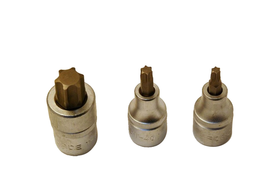 Force 1/2" Dr S2 Steel Star Torx Socket Bit with 55/100/120/140mmL Individual Size Bits Taiwan Made