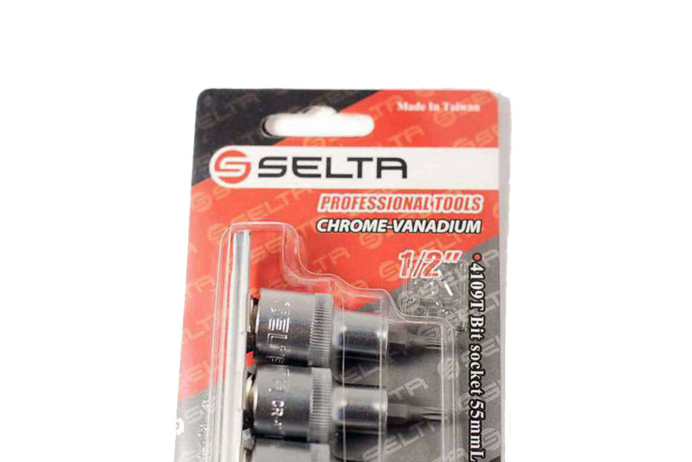 Selta Taiwan 9pc 1/2" Dr S2 Steel Torx Star Socket Bits:T20-25-27-30-40-45-50-55-T60