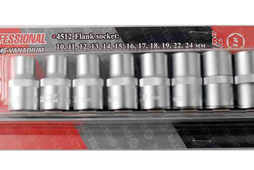 Selta Taiwan 12pc 1/2" Dr 6pt/12pt Socket:10-11-12-13-14-15-16-17-18-19-22-24mm