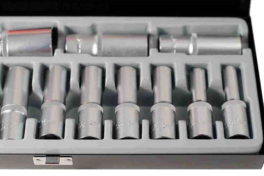 Selta Taiwan 8-32mm 14pc 1/2" Dr. Cr-V Flank 77mmL Deep Socket Set 6pt/12pt