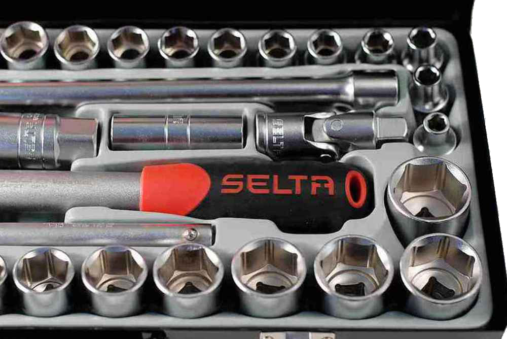 Selta Taiwan 1/2" Dr. 6PT Metric & Imperial 41pc Socket with Telescope Ratchet Handle & Socket Accessories
