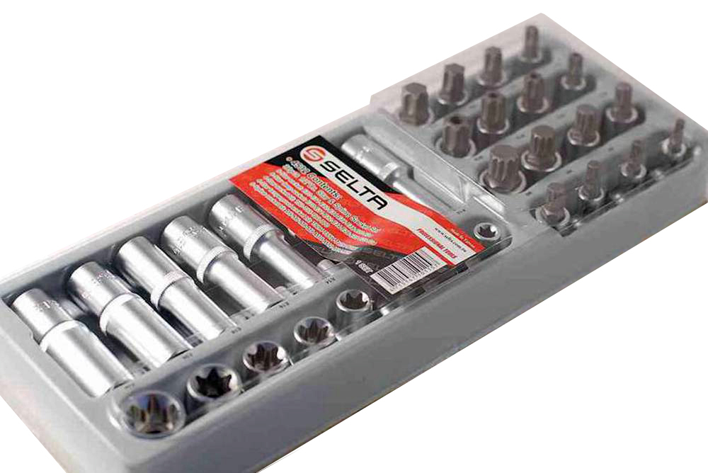 Selta Taiwan 32pc 1/2" Dr. Deep & Reg E-Star Female Socket Torx & Spline Bit Set