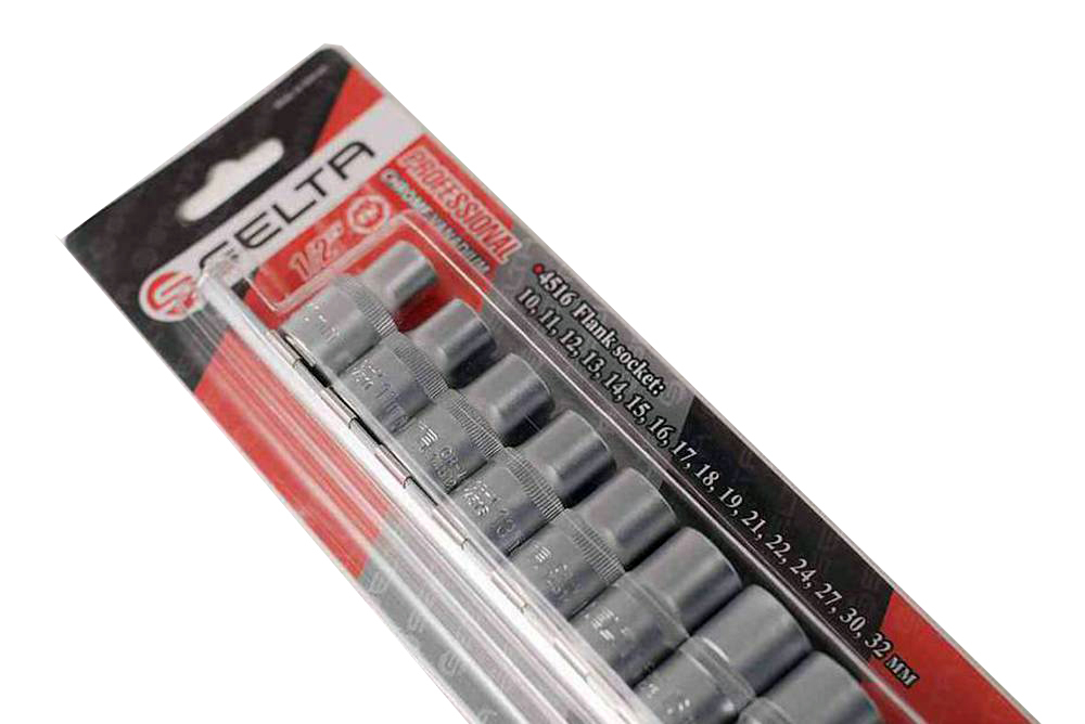 Selta Taiwan 16pc 1/2" Dr Cr-V 6pt Flank Socket Set with Clip Rail:10-32mm