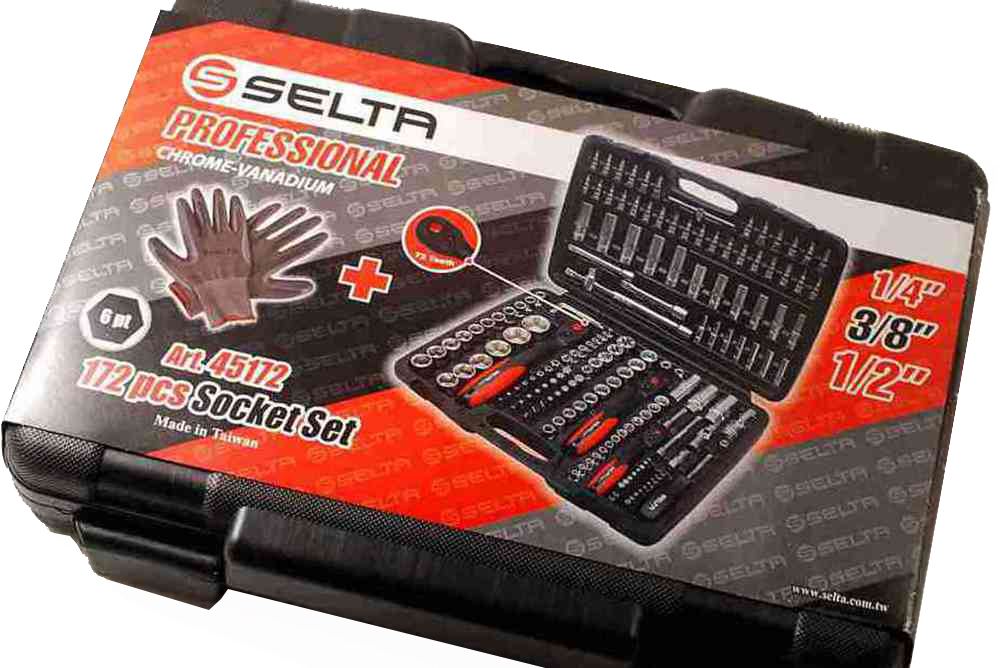 Selta Taiwan 172pc 1/4"-3/8"-1/2" Dr. Reg. Deep Female E-Star Socket & Bits Set