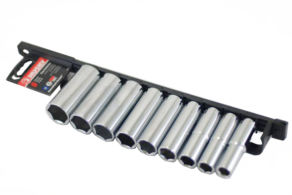 Husky Taiwan 9pc Cr-V 1/2" Dr. 6pt 1/2"-1" SAE/AF Imperial Deep Socket Set