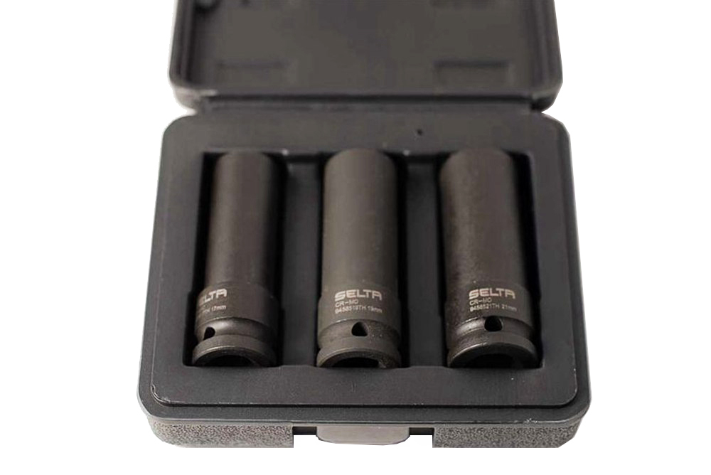 Selta Taiwan 1/2" Dr Cr-Mo Deep Impact Thin Wall Wheel Nut Socket 3pc Set:17-19-21mm