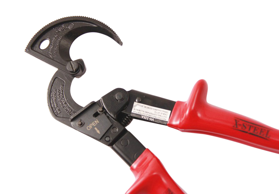 X-Steel VDE Insulated Electrician 10"/250mm Ratchet Copper Aluminium Cable Cutter