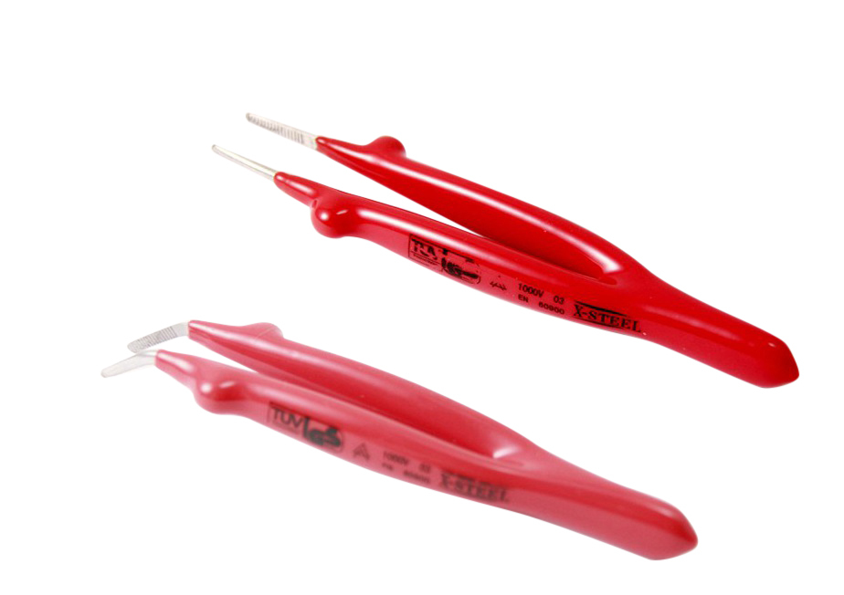 X-Steel 145mm VDE Insulated Electrician Tweezers 1000V Option:Straight/Bent