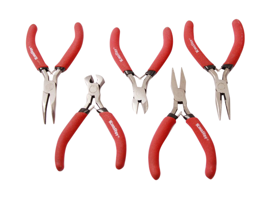 5pc Precision Pliers Set: Bent, Flat, Long Nose, Diagonal & End Cut