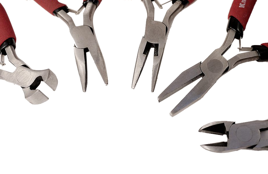 5pc Precision Pliers Set: Bent, Flat, Long Nose, Diagonal & End Cut