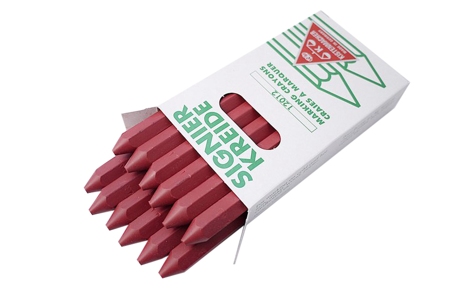 12pc-Pack 12mmx120mm Marking Lumber Crayons Layout Chalk Permanent & Waterproof German Made
