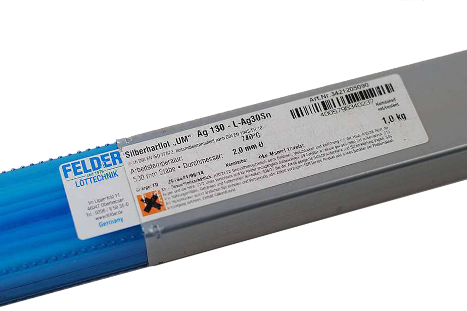 2.0mm or 3.0mm Felder Germany 30% or 45% Silver Solder Rod for Copper Option