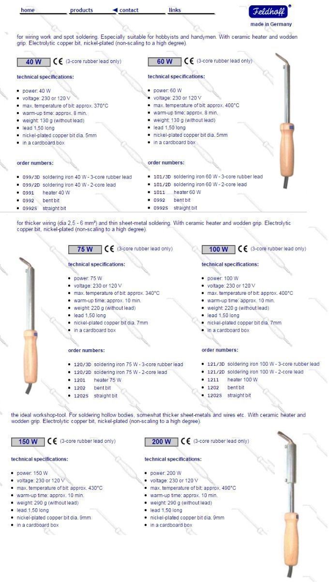 Feldhoff Heavy Duty Soldering Iron Size:40/60/100/200/300/400/500W Germany Made