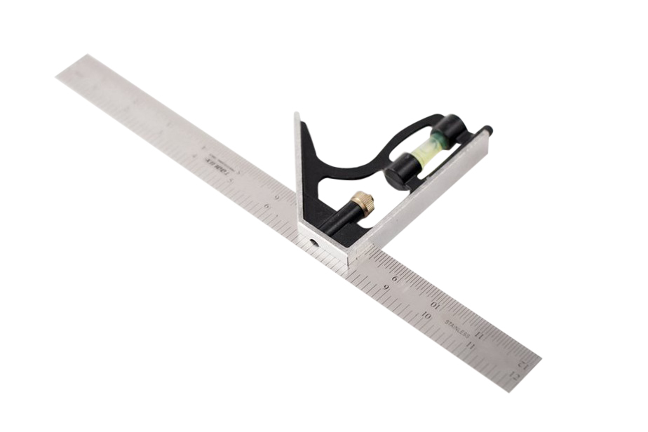 12"/300mm Stainless Steel Ruler Imperial & Metric Combination Try Square with Scriber & Level