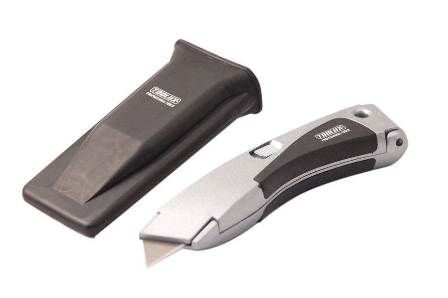 Heavy Duty Utility Knife 4 Blade Zinc Body Safety Holster