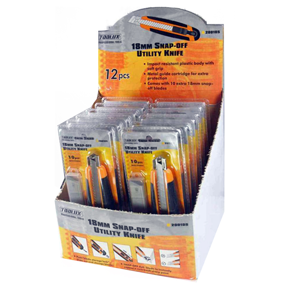 18mm Retractable Utility Knife with 10pc Spare Blades
