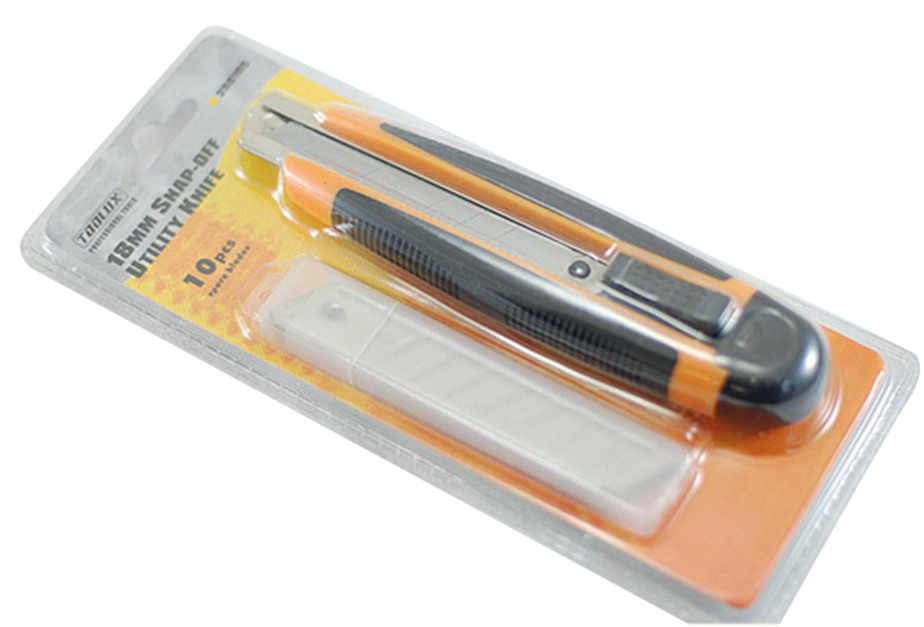 18mm Retractable Utility Knife with 10pc Spare Blades