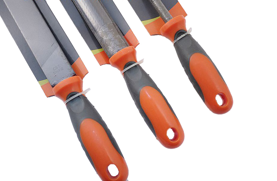 Professional 12" Medium Cut Steel File PVC Handle Option: Flat/Round/Half Round