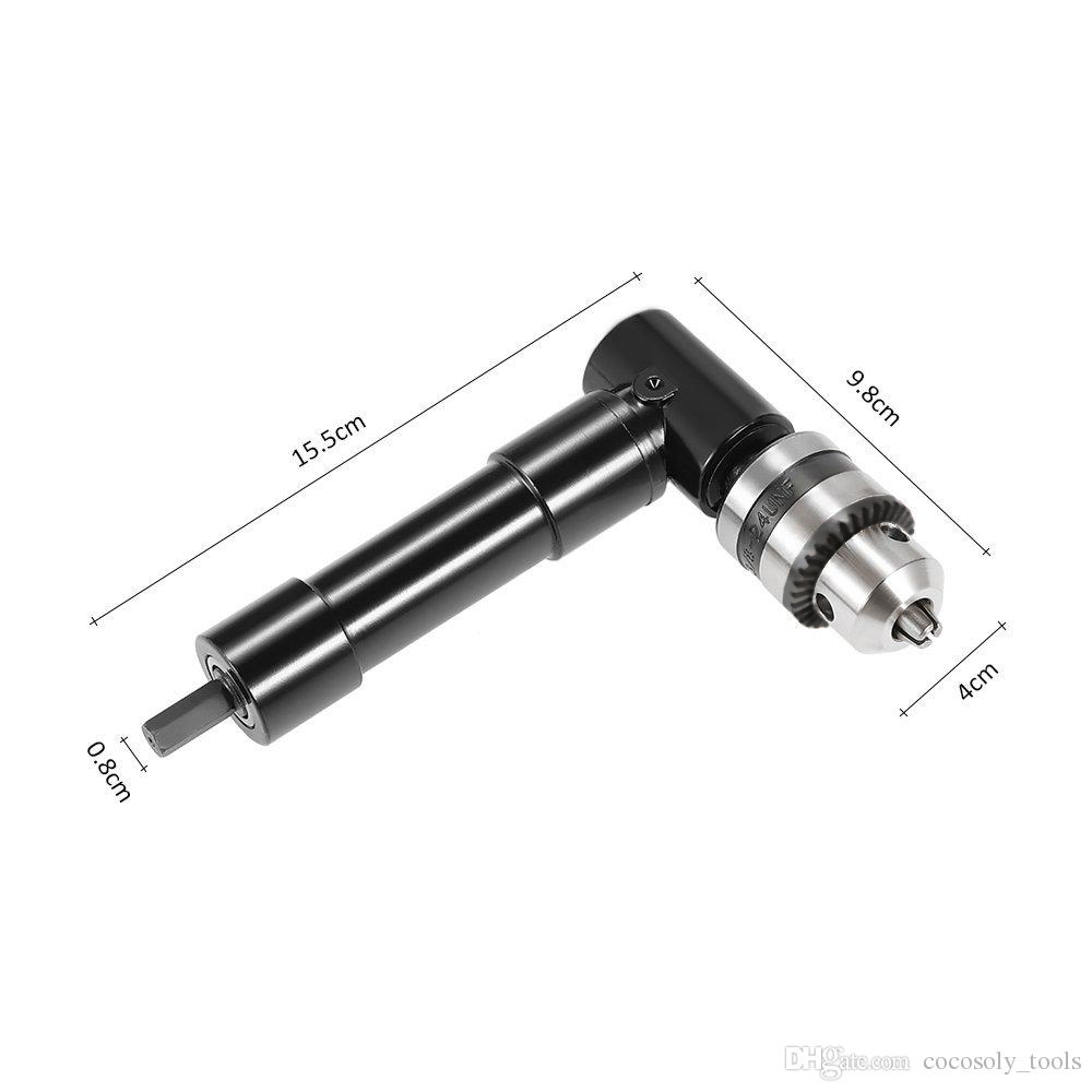 Cordless 90° Right Angle Drill Attachment Adapter 3/8" Keyed Chuck 8mm Hex Shank