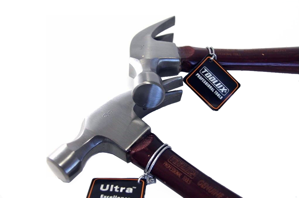 Heavy Duty Rip Claw Hammer Hickory Wood Handle Flat or Jagged Nose Bent or Straight Jaw