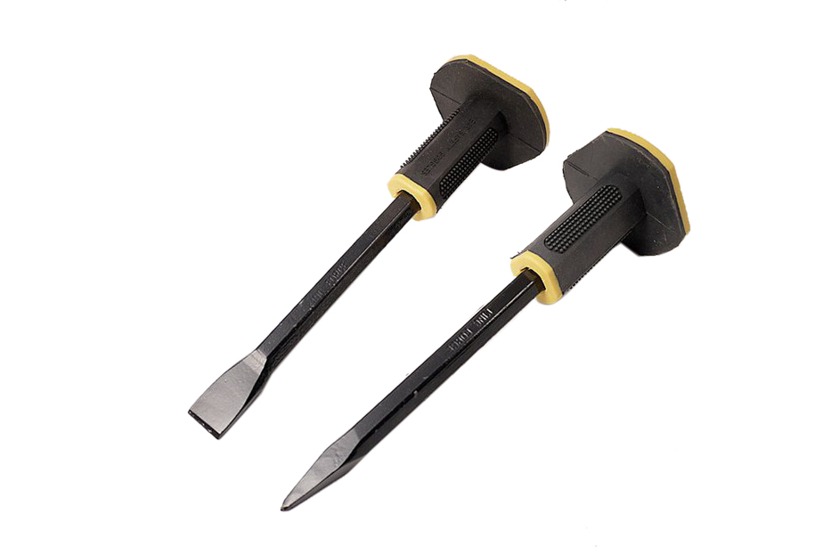 2pc 12"/300mm Flat & Point Masonry Brick Cold Chisel Set with Safety Guard