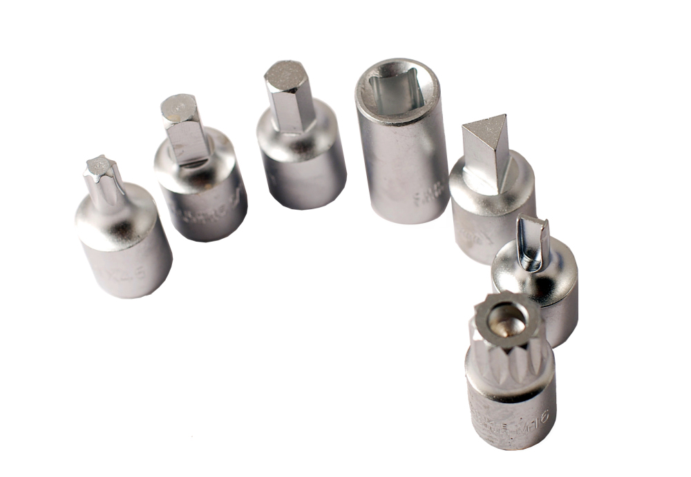 21pc Cr-V 3/8" Dr. Oil Drain Sump Plug Key Socket Bits Set: Hex Square Triangle M16