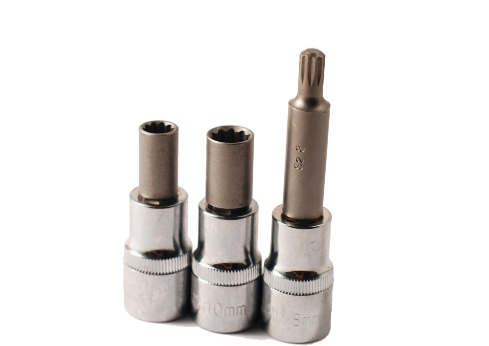 3pc 1/2" Dr. S2 Steel Special Profile Socket Set For Multi-pieces Aluminum BBS/AMG/RH Rims