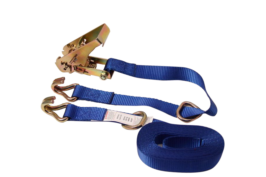 2pc-pack 4.5m Ratchet Strap Tie Down with D Ring & J Hook 1"x4.5mx450kg for Ladder Racks Car Trailer