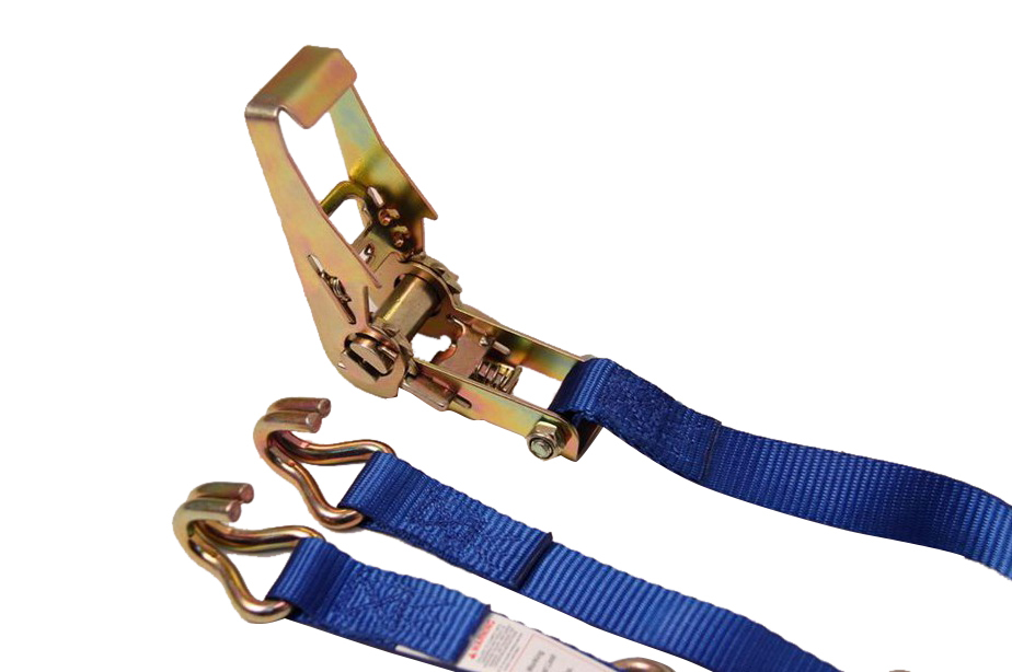 2pc-pack 4.5m Ratchet Strap Tie Down with D Ring & J Hook 1"x4.5mx450kg for Ladder Racks Car Trailer