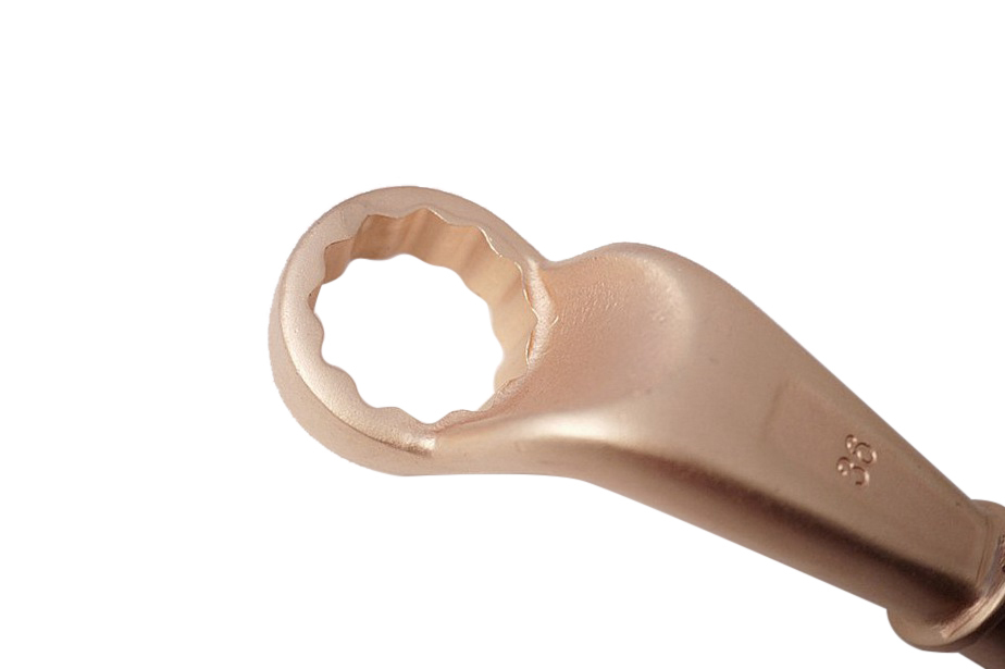 36mm Spark Proof Non Sparking Be-Cu Copper/Al-Br Brass Offset Ring Spanner Wrench with Clip End Certified
