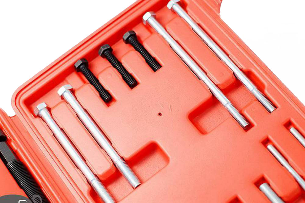46pc Harmonic Balancer Flywheel Pulley Puller Yoke Shaft Adapter Bolt Washer