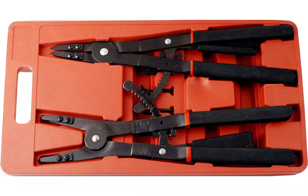 6-in-2 16" Spring Ratchet Locking Snap Ring Retaining Circlip Pliers: 0/45/90°