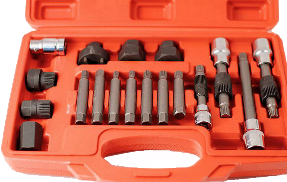 18pc Alternator Freewheel Pulley Removal Set Hex Torx 33Teeth Spline 