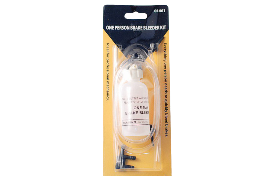 One Person Brake Bleeder Kit: 3 Adapter Plastic Collection Bottle with Magnetic Pad