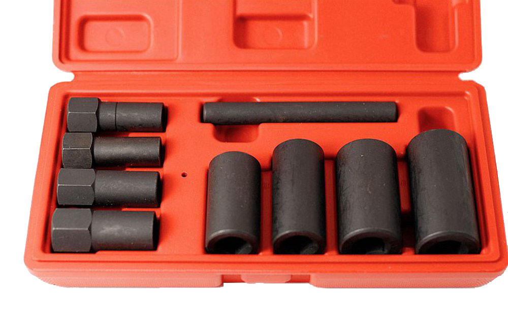 9pc Cr-Mo Wheel Lug Lock Removal Impact Socket Hub Cap Remover GM Ford Chrysler