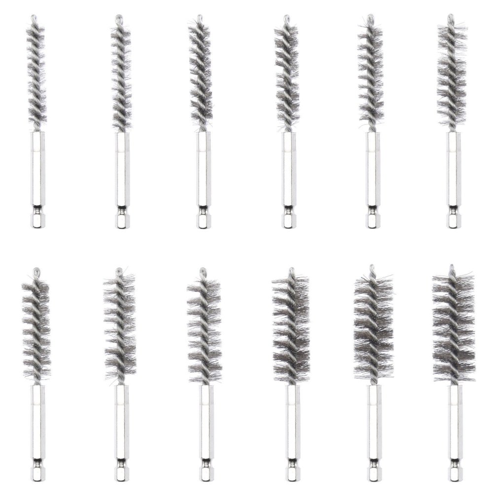 38pc 8-19mm Long Reach Nylon Brass Steel Wire Brush for Clean Debur Injector Glow Plug Bush