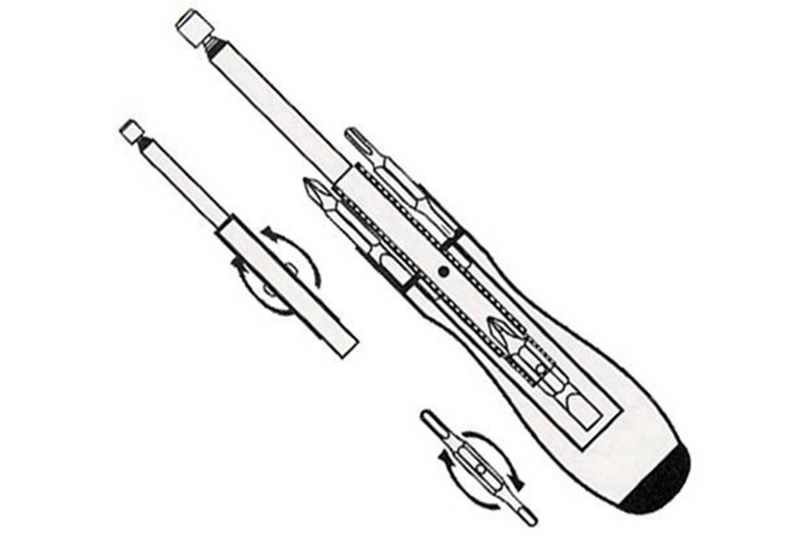 Multi-Purpose Magnetic Pickup Tool with Phillip Square Screwdriver Bits Pick Up