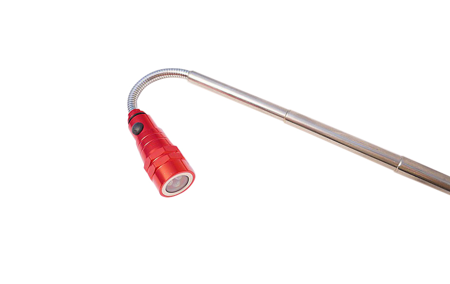 23" Flex Telescopic Shaft Double Magnetic End Pick-Up Tool 3 LED Flashlight Torch
