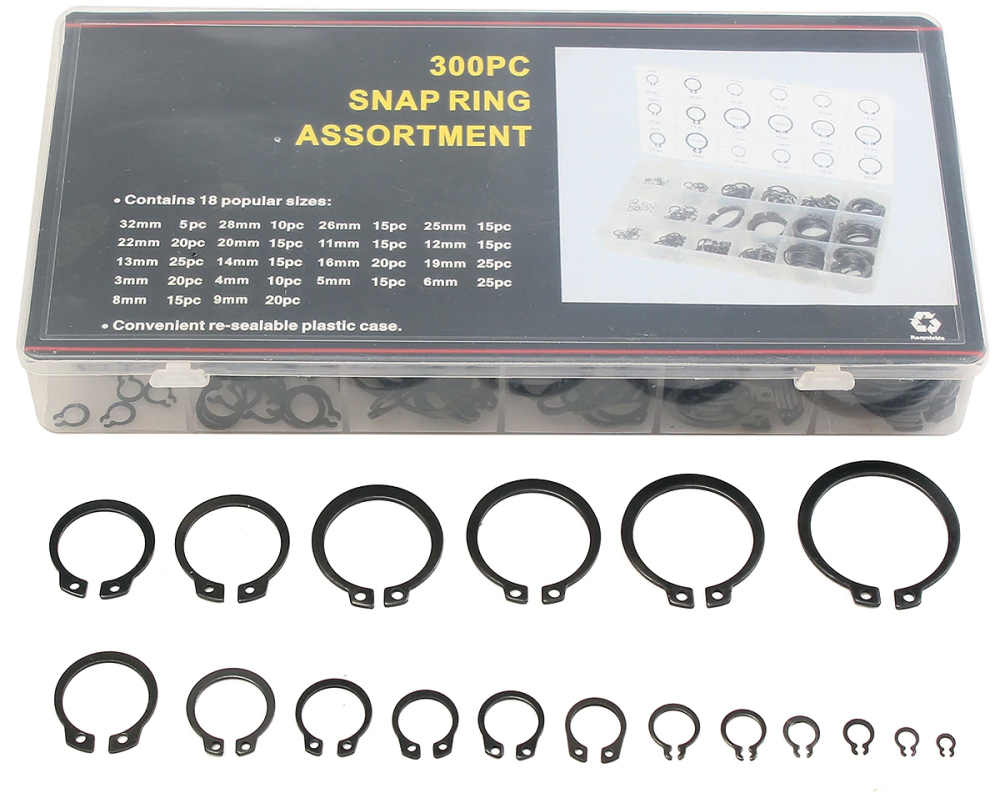 300pc 3-32mm 18 Metric Sizes External Circlip Retaining Ring Assortment