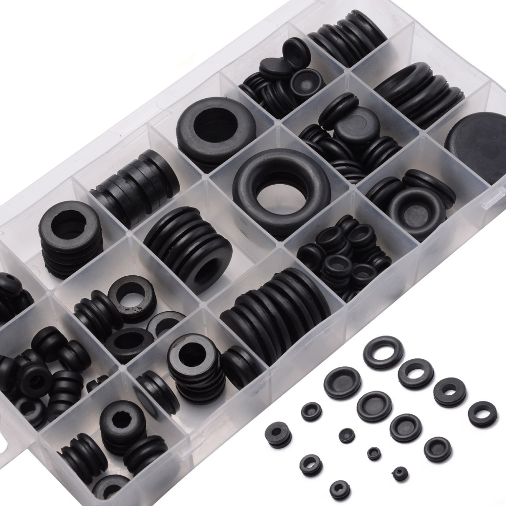 125pc 18 Metric Sizes Rubber Grommet Assortment Various Sizes Open/Closed Blind