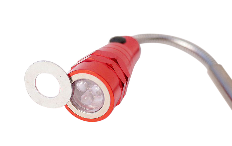 23" Flex Telescopic Shaft Double Magnetic End Pick-Up Tool 3 LED Flashlight Torch