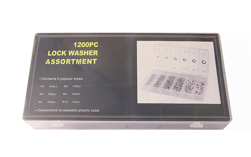 1200pc M3-M10 6 Sizes Zinc-Plated Spring Split Lock washer Assortment Nut Bolt