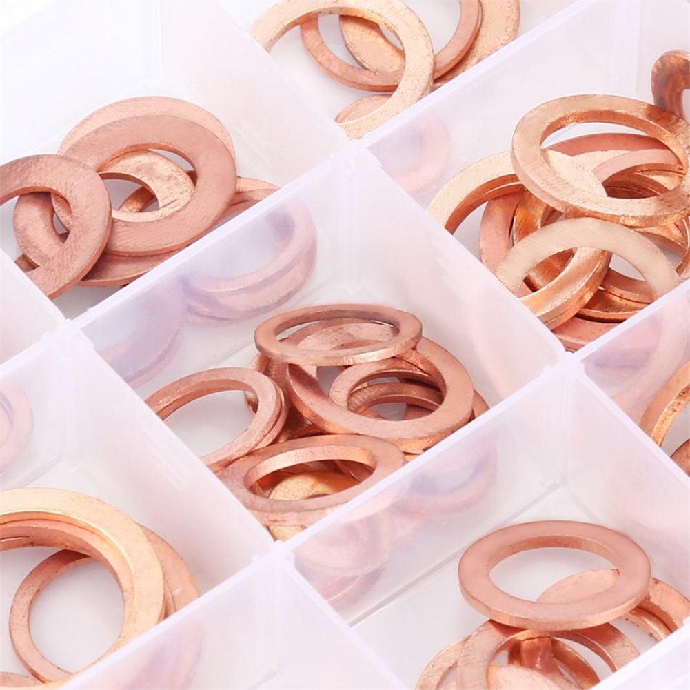 9 sizes 200pc Copper Washer Assortment Seal Ring Kit Sump Plug